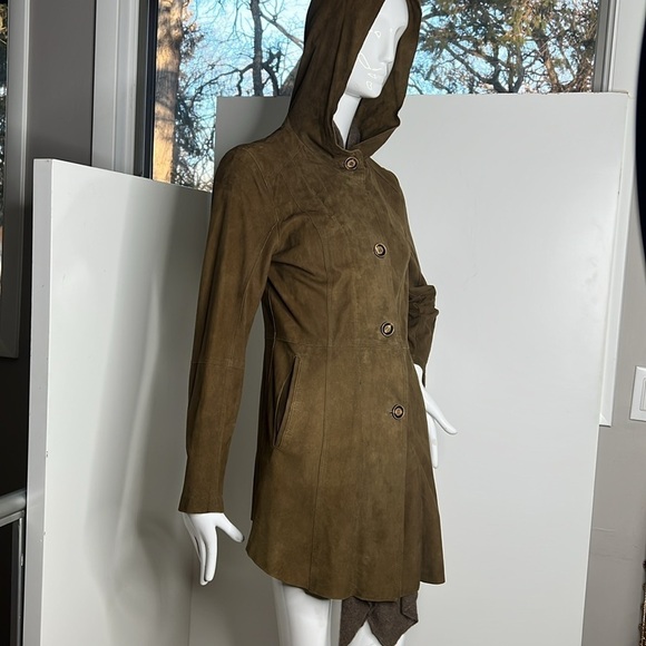 Roncarati Sz 40 Italian Suede Angora Front Button Trench Jacket - Picture 4 of 16